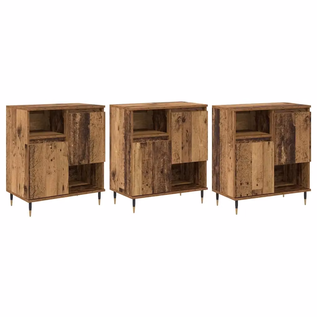 Set di 3 sideboard vidaXL in legno vecchio e metallo, colore marrone, L 180 x P 35 x H 70 cm – 2