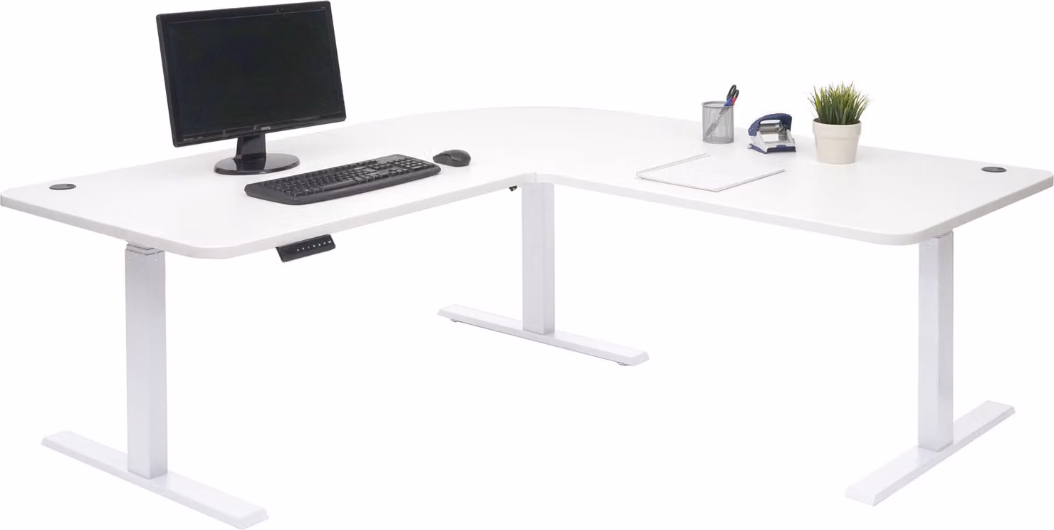 Scrivania angolare HWC-D40, scrivania per computer regolabile elettricamente in altezza 178x178 cm 84 kg MVG ~ bianco, bianco