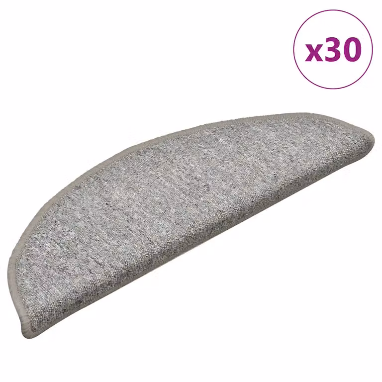 Set di 30 tappetini per scale semicircolari vidaXL, colore grigio chiaro, antiscivolo e fonoassorbenti, L: 56 cm, P: 17 cm, H: 3 cm