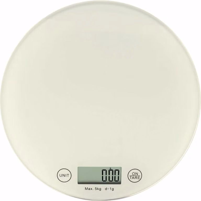 Bilancia Digitale da Cucina Dictrolux in Vetro Bianco con Display Digitale e Funzione Tara, Capacità 5kg