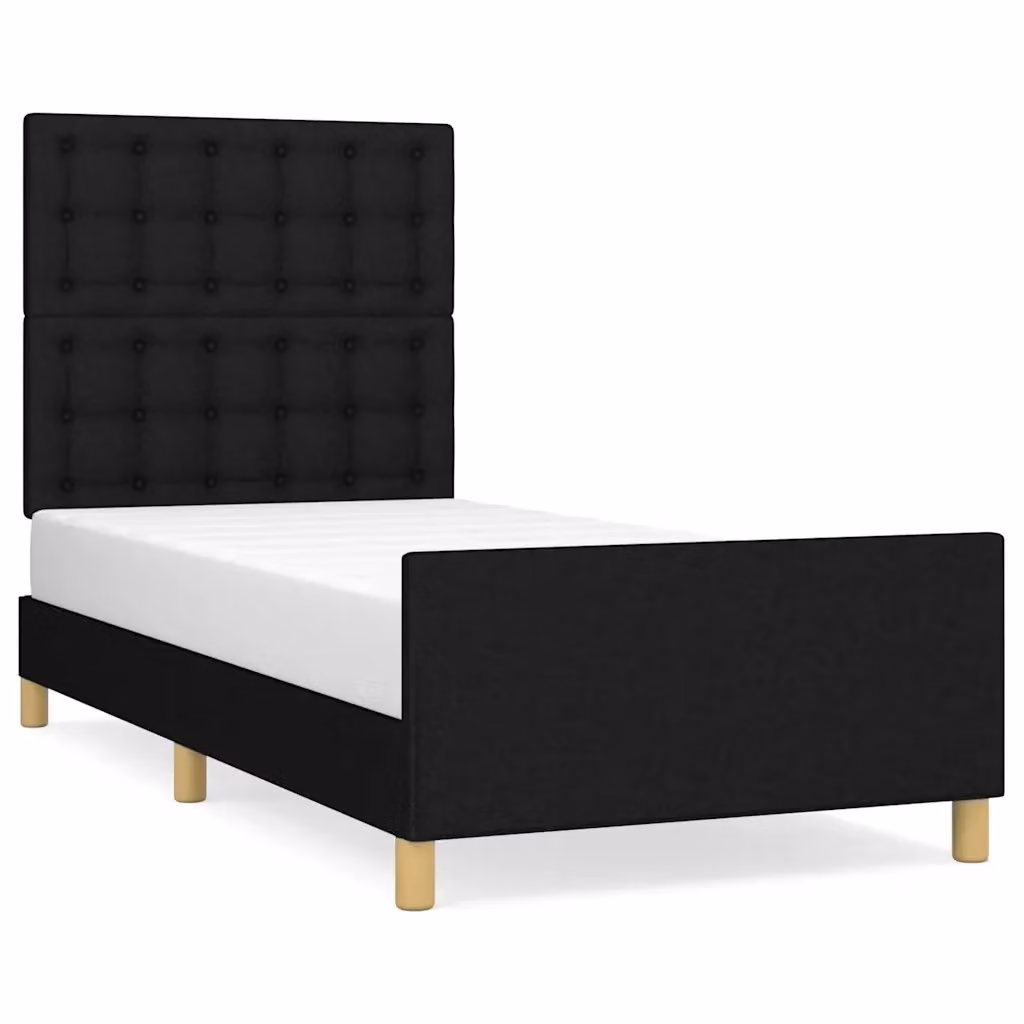 Struttura letto con testiera in tessuto nero 90x190 cm – 2