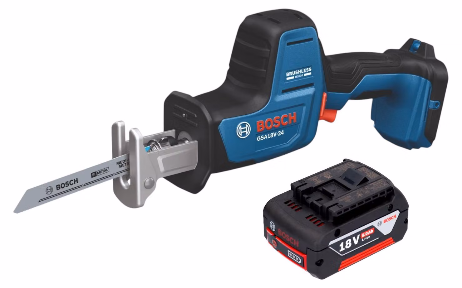 Sega a sciabola a batteria Bosch GSA 18V-24 Professional 18 V 230 mm Brushless + 1 batteria da 5,0 Ah - senza caricabatterie