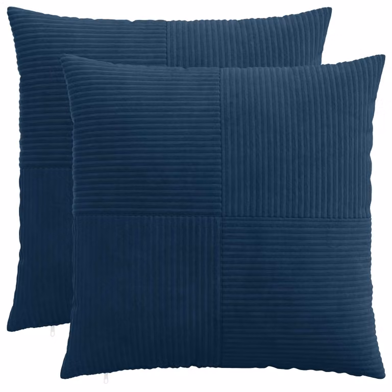 Set di 2 federe vidaXL ALMELO in velluto a coste blu navy, L 70 x P 70 cm