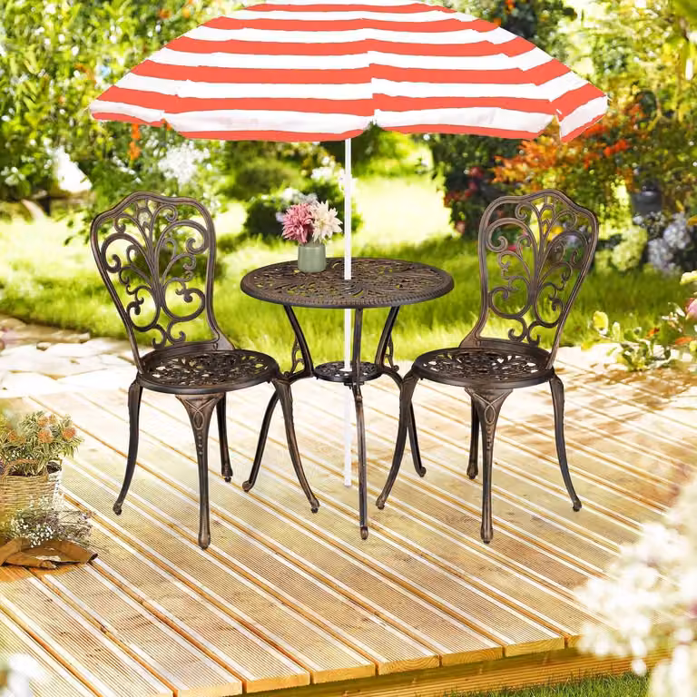 Set da bistrot da giardino in stile antico, 3 pezzi