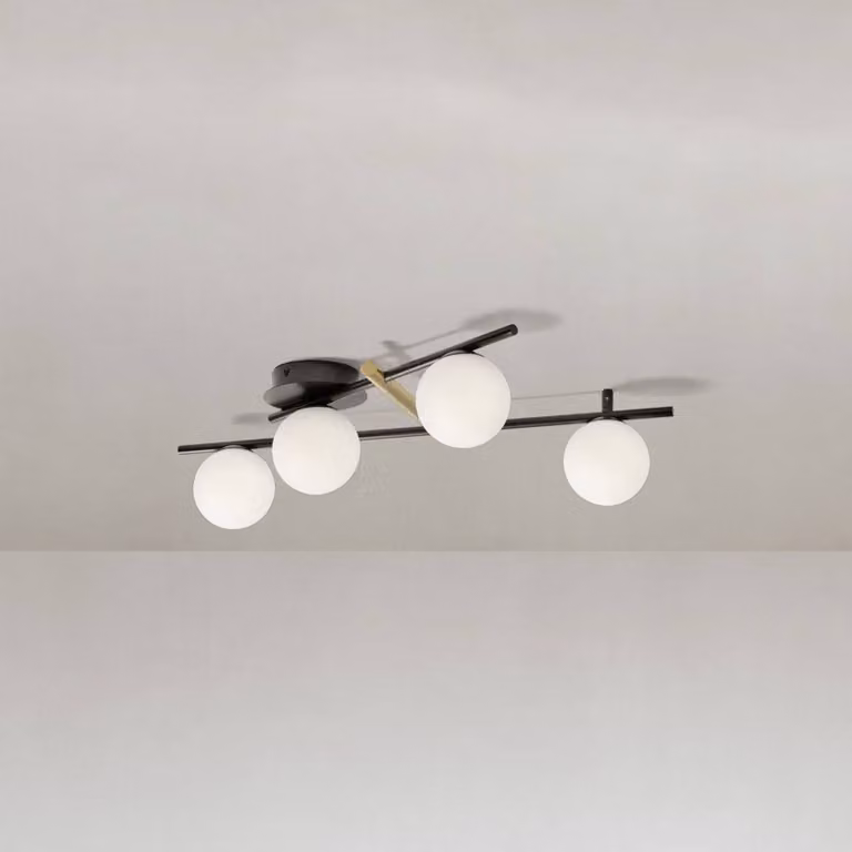 miloox by Sforzin Plafoniera di design Kika, dimmerabile, Nero, Soggiorno / Sala da pranzo, Vetro, Design, Plafoniera