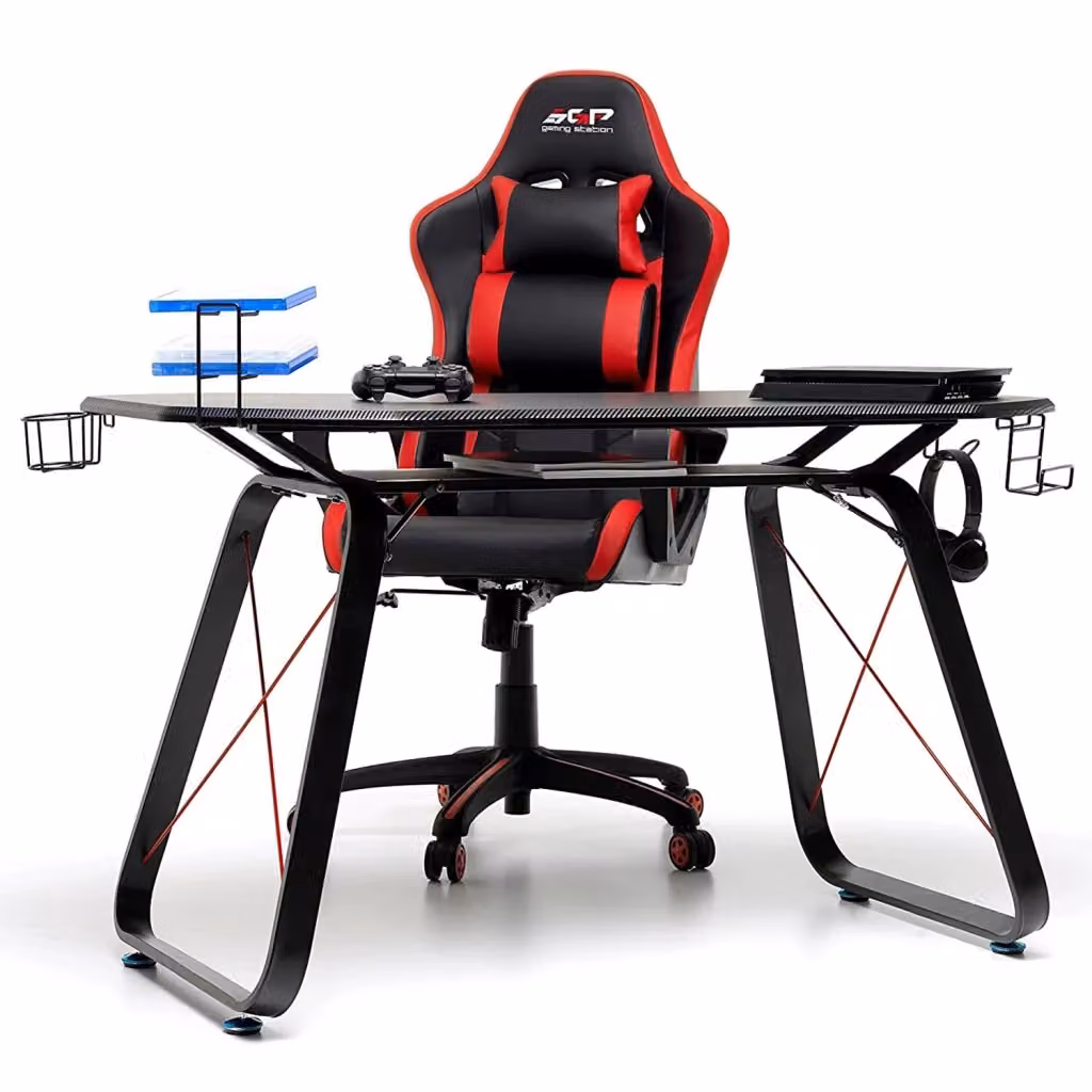 Scrivania Gaming Iperbriko Nera con Piano in MDF Laminato e Struttura in Metallo – 2