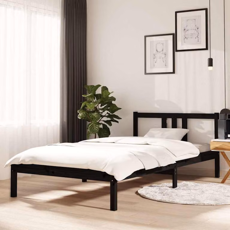 Giroletto vidaXL in legno massello di pino nero con doghe fisse L/P: 100 x 200 cm