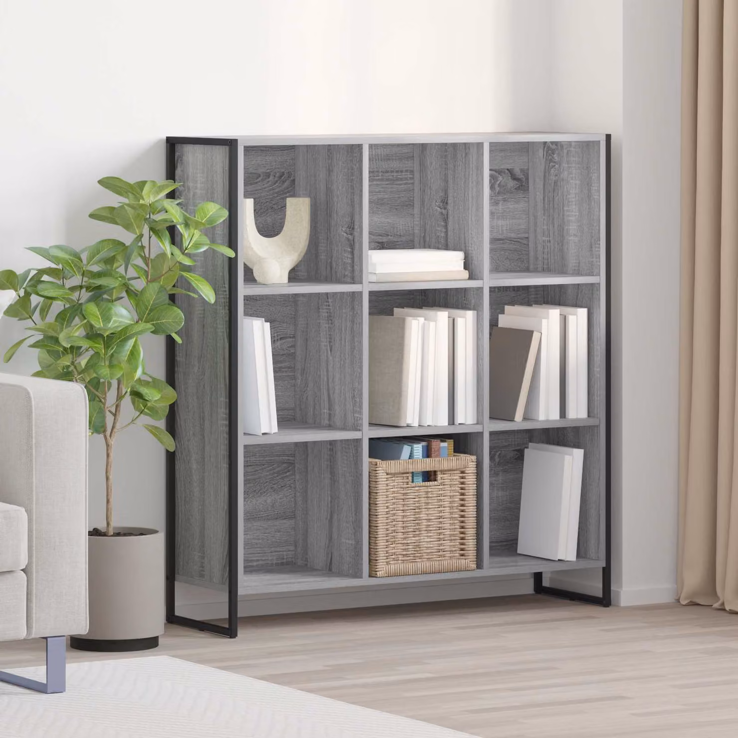 Armadio per libri vidaXL in stile industriale grigio, L: 99,5 cm, P: 30 cm, H: 108 cm