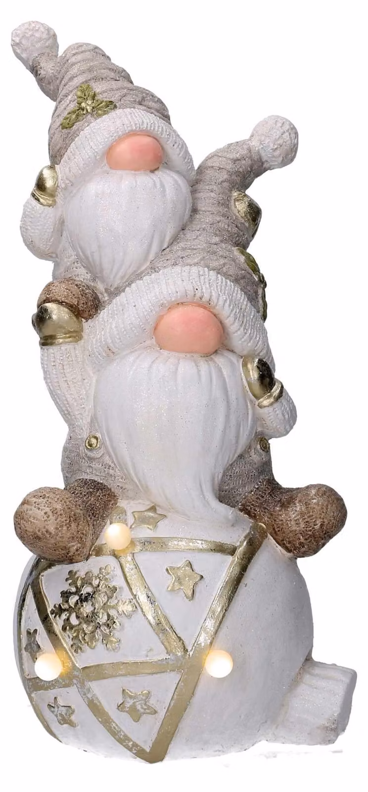 Gnomo resina su sfera grigio con led cm 24,7x23xh56