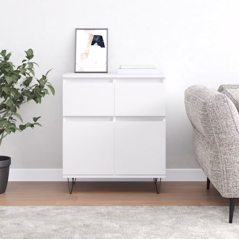 Credenza moderna bianca vidaXL a parete in legno e metallo L: 60 cm, P: 35 cm, H: 70 cm