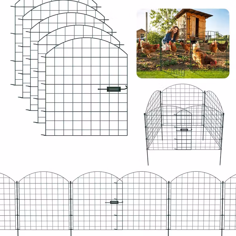 Izrielar 10X Recinzione per laghetto Recinzione metallica Elementi di recinzione Arco inferiore Recinzione da giardino Cancello da giardino Arco superiore Verde