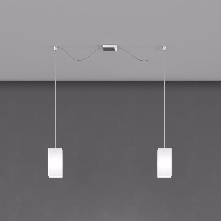 Sospensione Contemp Crazy Decentratori Metallo Cromo Vetro Bianco 2 Luci E27