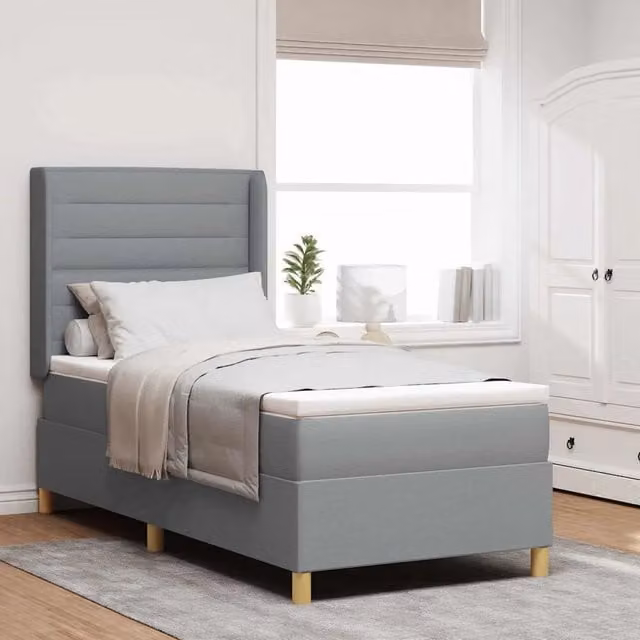 Letto a molle con strisce LED e porta USB vidaXL in tessuto grigio L: 80 cm, P: 200 cm