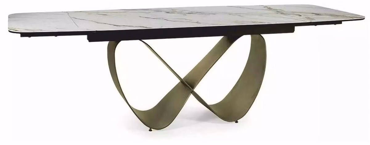 Casa Padrino tavolo da pranzo bianco / ambra / ottone 160-240 cm - Allungabile