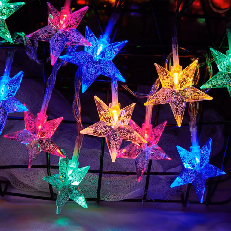 Catena luminosa a LED con stelle colorate, lunghezza 3 metri, alimentazione a batteria, 20 LED