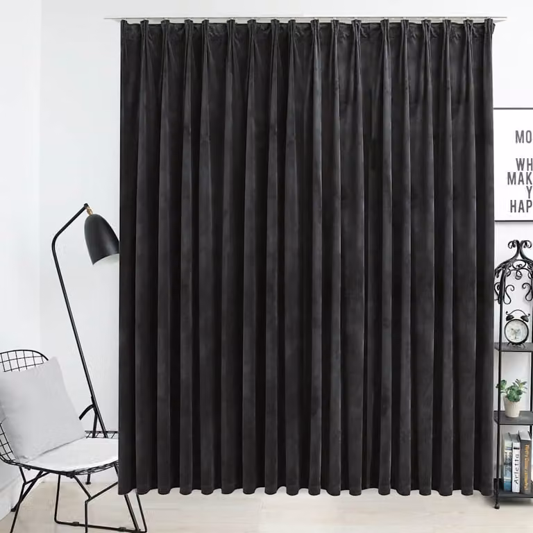 Tenda Oscurante vidaXL in Velluto Antracite con Ganci, L: 290 cm, H: 245 cm
