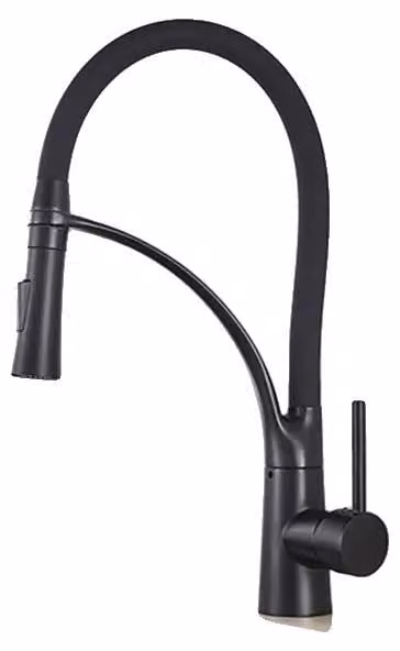 Miscelatore da cucina, con erogatore estraibile, design moderno, colore nero