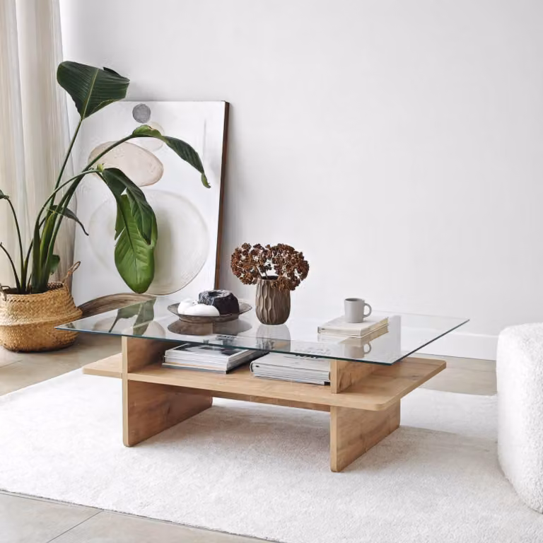 Skye Decor, Saga Rectangle - Sapphire, trasparente, tavolini da salotto, zaffiro, vetro, 105 x 35 x 65 cm
