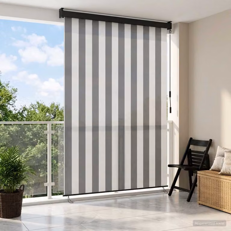 Tenda a rullo vidaXL in poliestere e alluminio, Antracite e Bianco, L: 60 cm, H: 250 cm