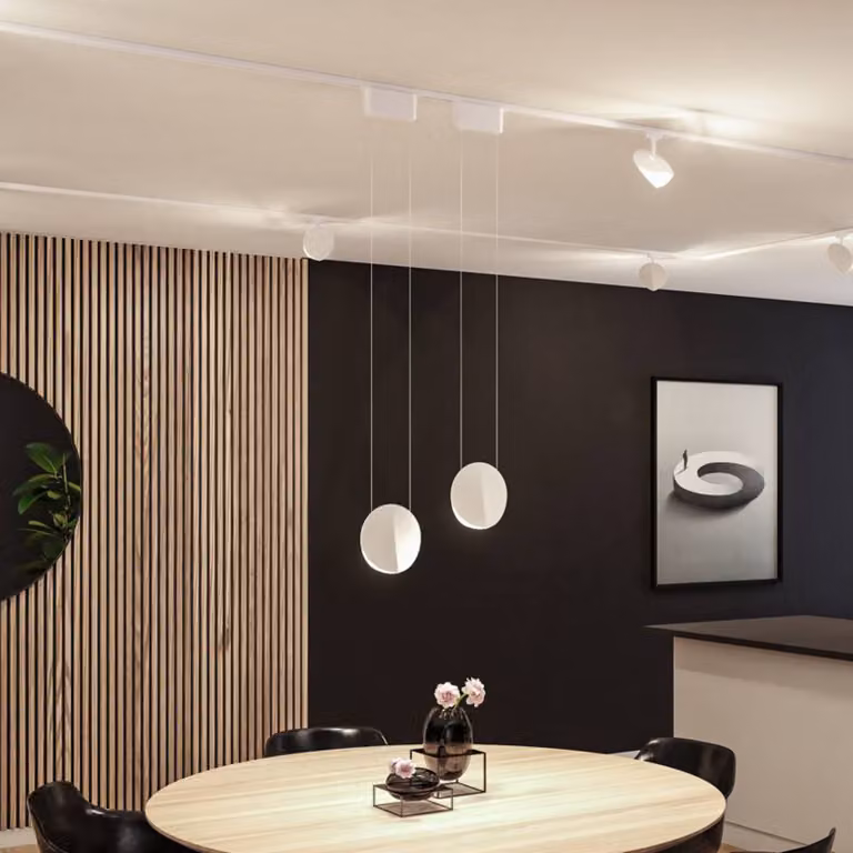 Paulmann URail Lampada a sospensione LED Alejandro, bianco segnale, 4000K, dimmerabile, Bianco / Opale, Soggiorno / Sala da pranzo, Plastica, Moderno