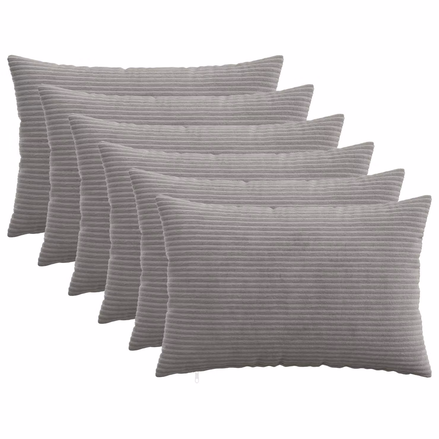 Set di 6 federe vidaXL HEERLEN in velluto a coste, Grigio Chiaro, 50 x 70 cm