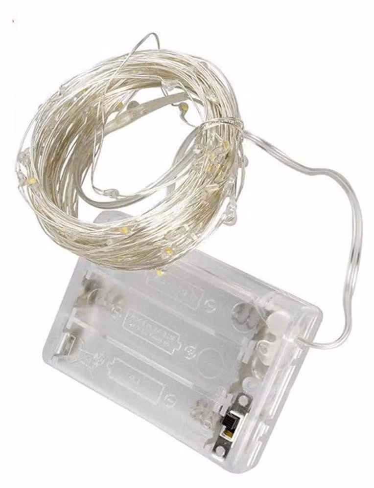 Catena luminosa a LED con filo di rame, 2 metri, RGB, alimentata a batteria