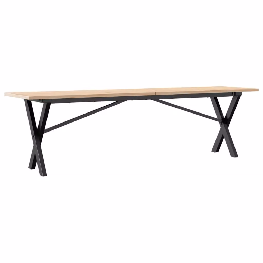 Tavolino Salotto Telaio a X 160x40x45 cm Legno Pino e Acciaio