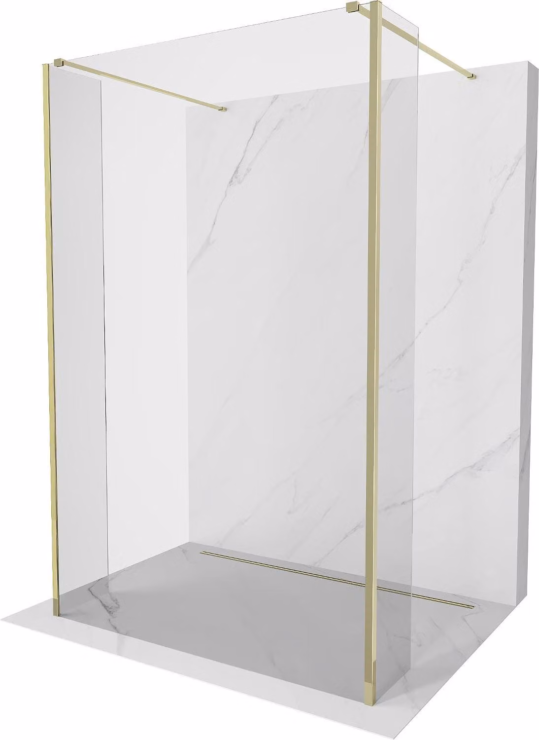 Mexen Kioto parete doccia autoportante 100 x 30 x 30 cm, trasparente, oro - 800-100-030-222-50-00-030