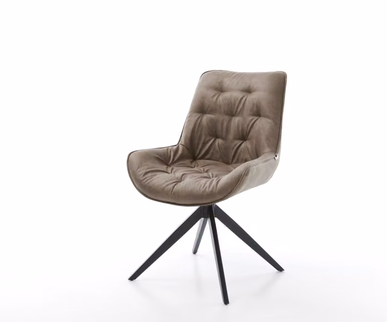 DELIFE Sedia da pranzo Taimi-Flex Microfibra Taupe Vintage Struttura a croce larga Nero