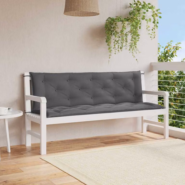 Set di 2 cuscini per panca da giardino vidaXL in tessuto Oxford antracite L 150 cm x P 50 cm x H 7 cm