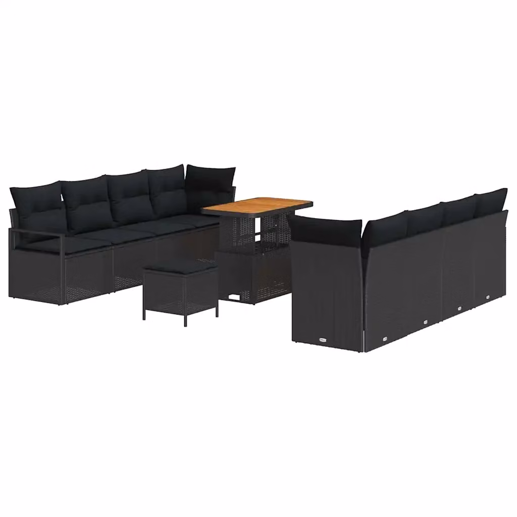 Set Divano da Giardino a L vidaXL con Cuscini e Tavolino Nero L/P/H: 90 x 55 x 71 cm – 2