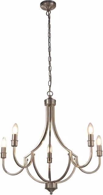 Lampadario Industrial-Nordico Loggia Acciaio Argento 5 Luci E14