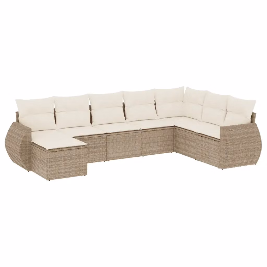 vidaXL Set Divano da Giardino a L 8 pz con Cuscini Beige e Ottoman in Polyrattan e Metallo – 2