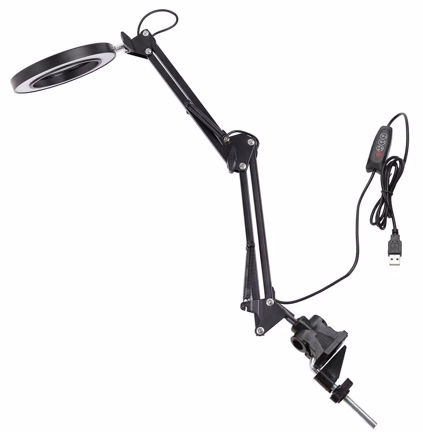 Lampada da tavolo pieghevole per la cura degli occhi, con braccio flessibile e morsetto regolabile, lampada da scrivania USB con tre diverse tonalità di luce