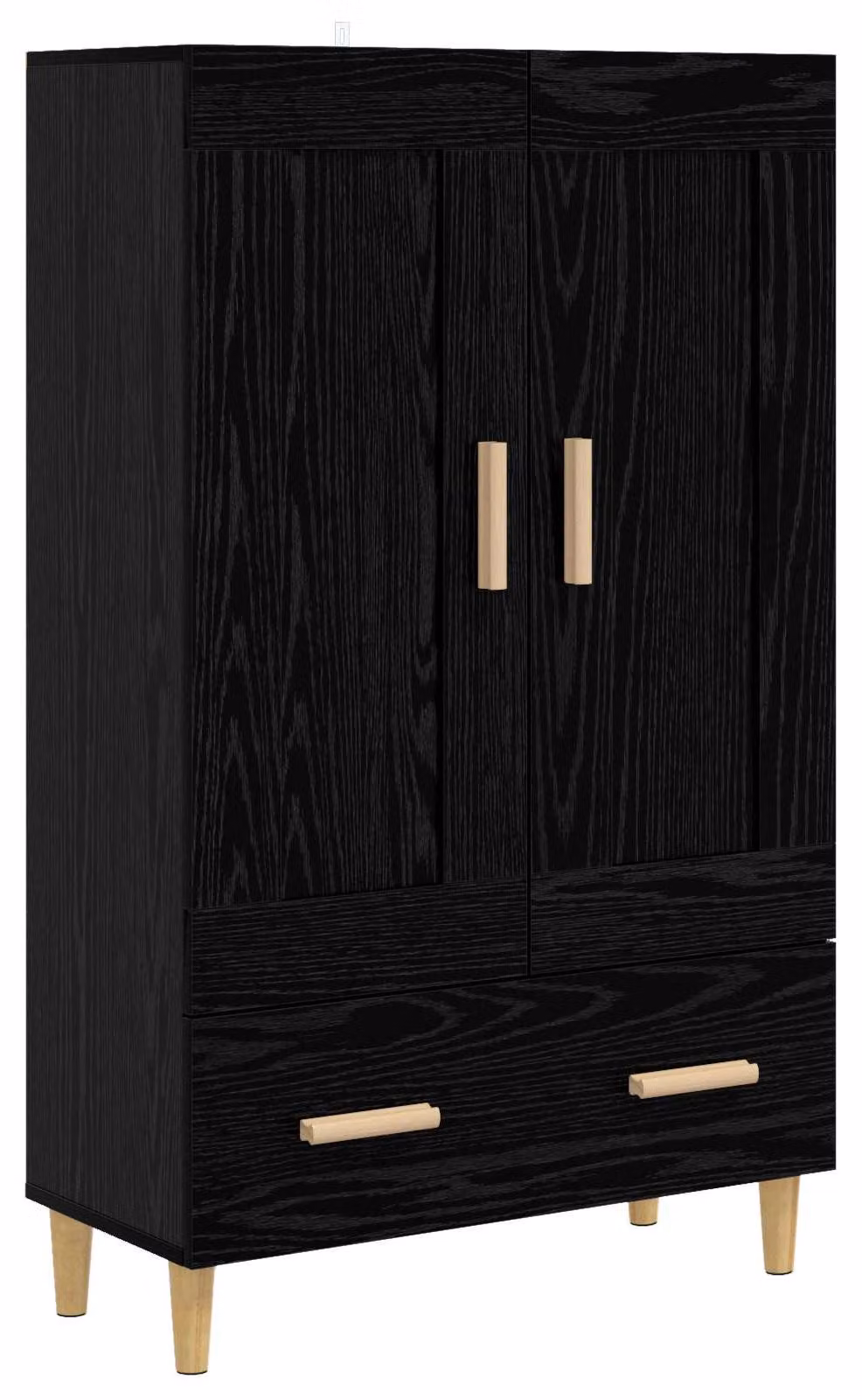 Mobile contenitore alto in legno impiallacciato effetto noce nero, dimensioni 70 x 31 x 115 cm
