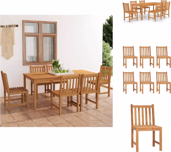 vidaXL set da pranzo da giardino 7 pezzi in teak massiccio - Set di mobili da giardino