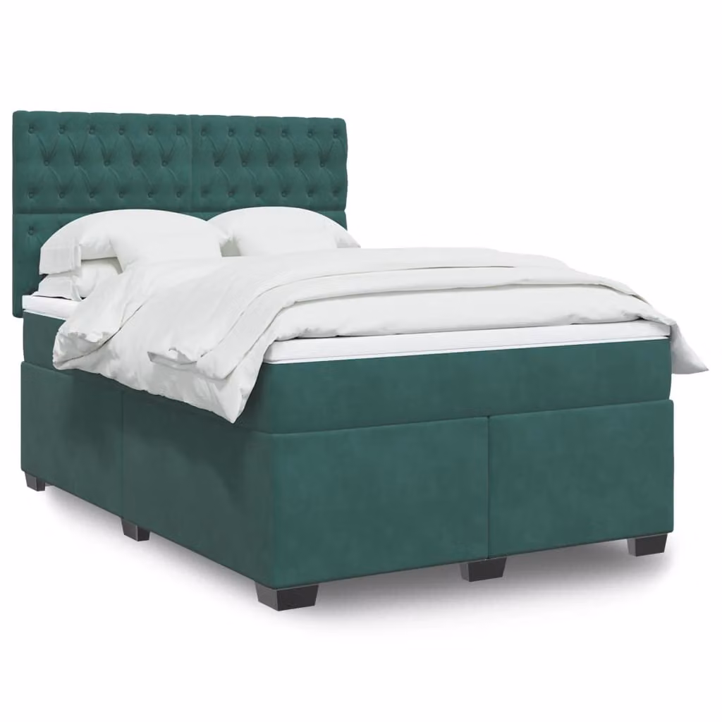 Maison Exclusive - Giroletto a Molle con Materasso Verde Scuro 160x200 cm Velluto