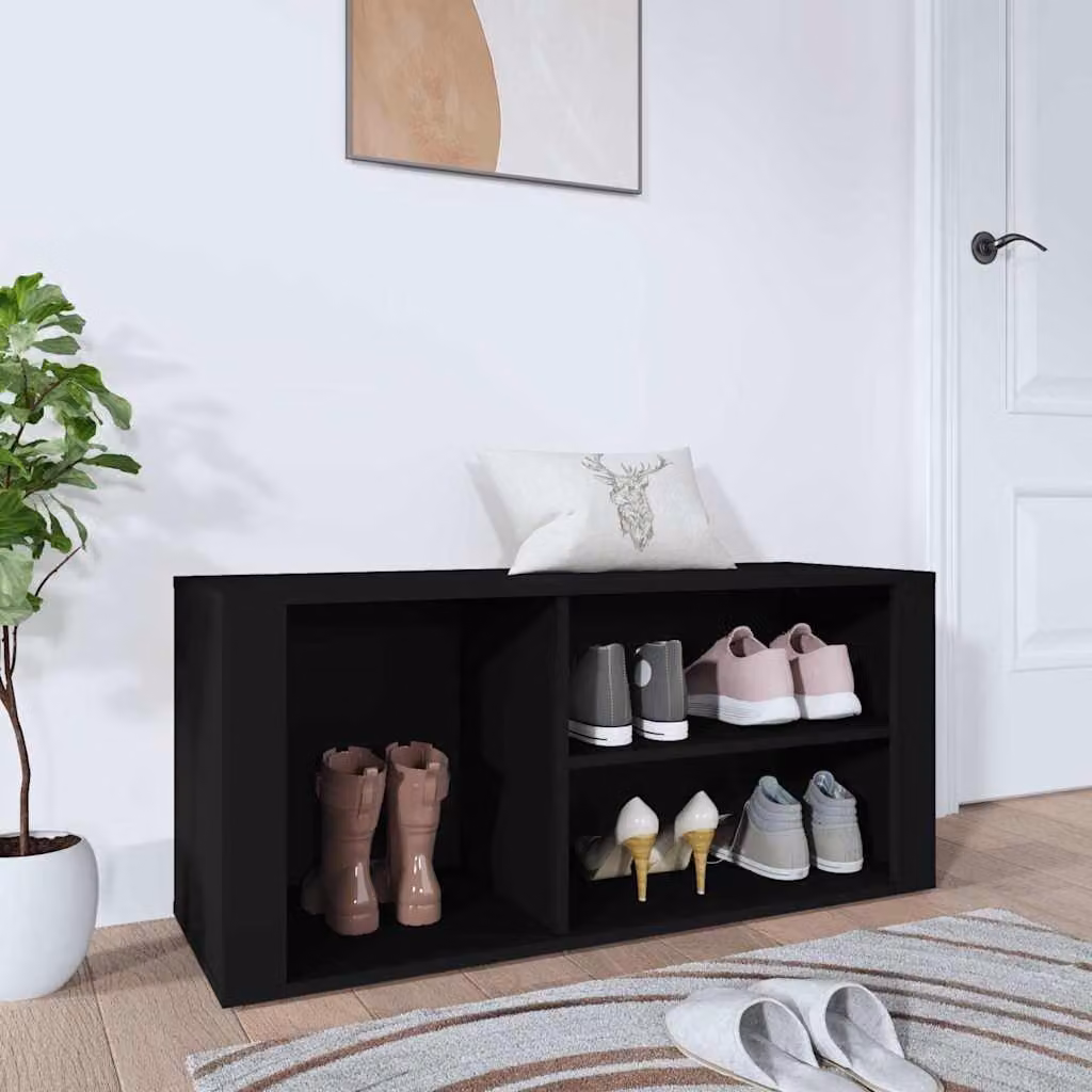 Scarpiera moderna vidaXL in legno nero opaco L: 100 cm, P: 35 cm, H: 45 cm