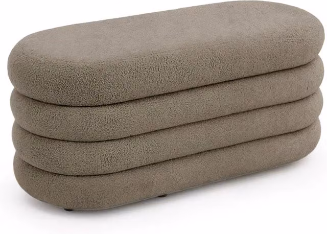 Panca imbottita con contenitore in tessuto teddy Akord Furniture Factory colore Moka L: 100 cm, P: 42 cm, H: 42 cm