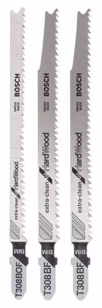 Set di lame per seghetto alternativo a una sola molla: T 308 BF (2 pezzi); T 308 BOF, set da 3 pezzi.