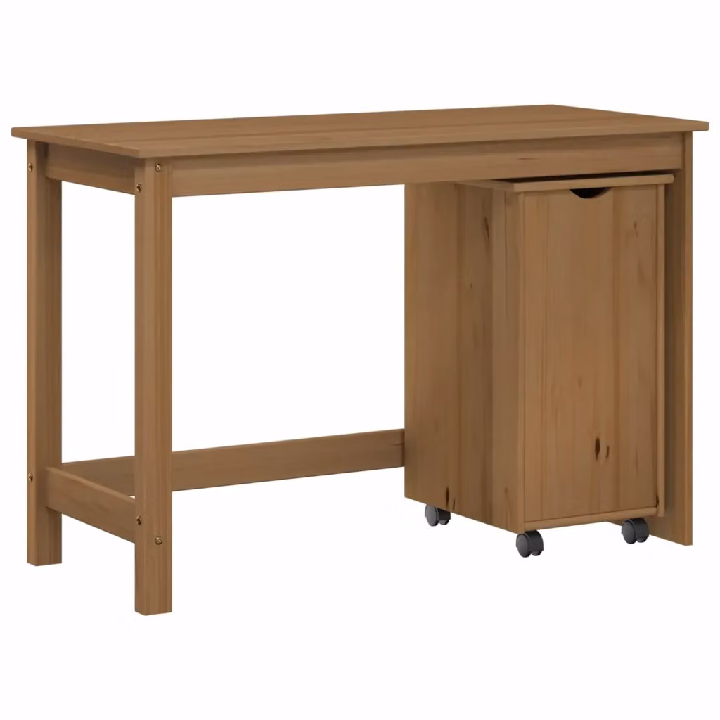 Set di scrivania e armadietto moderno vidaXL in legno di pino marrone per home office – 2