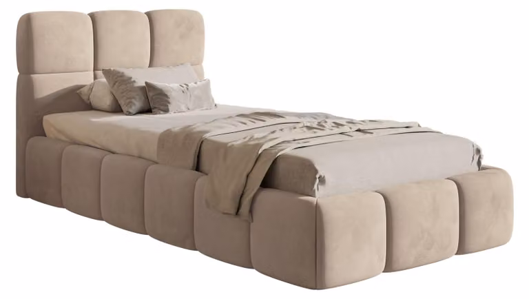 Selsey Cloudy – Letto imbottito 90x200 cm, velluto beige