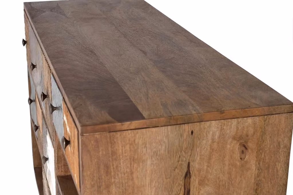 Cassettiera moderna Giner y Colomer in legno di mango marrone con design geometrico – 2