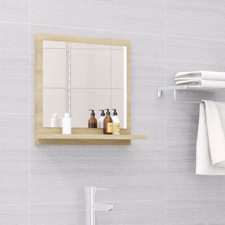 Specchio da bagno vidaXL in legno multistrato Rovere Sonoma, colore marrone, L 40 cm x P 10,5 cm x H 37 cm