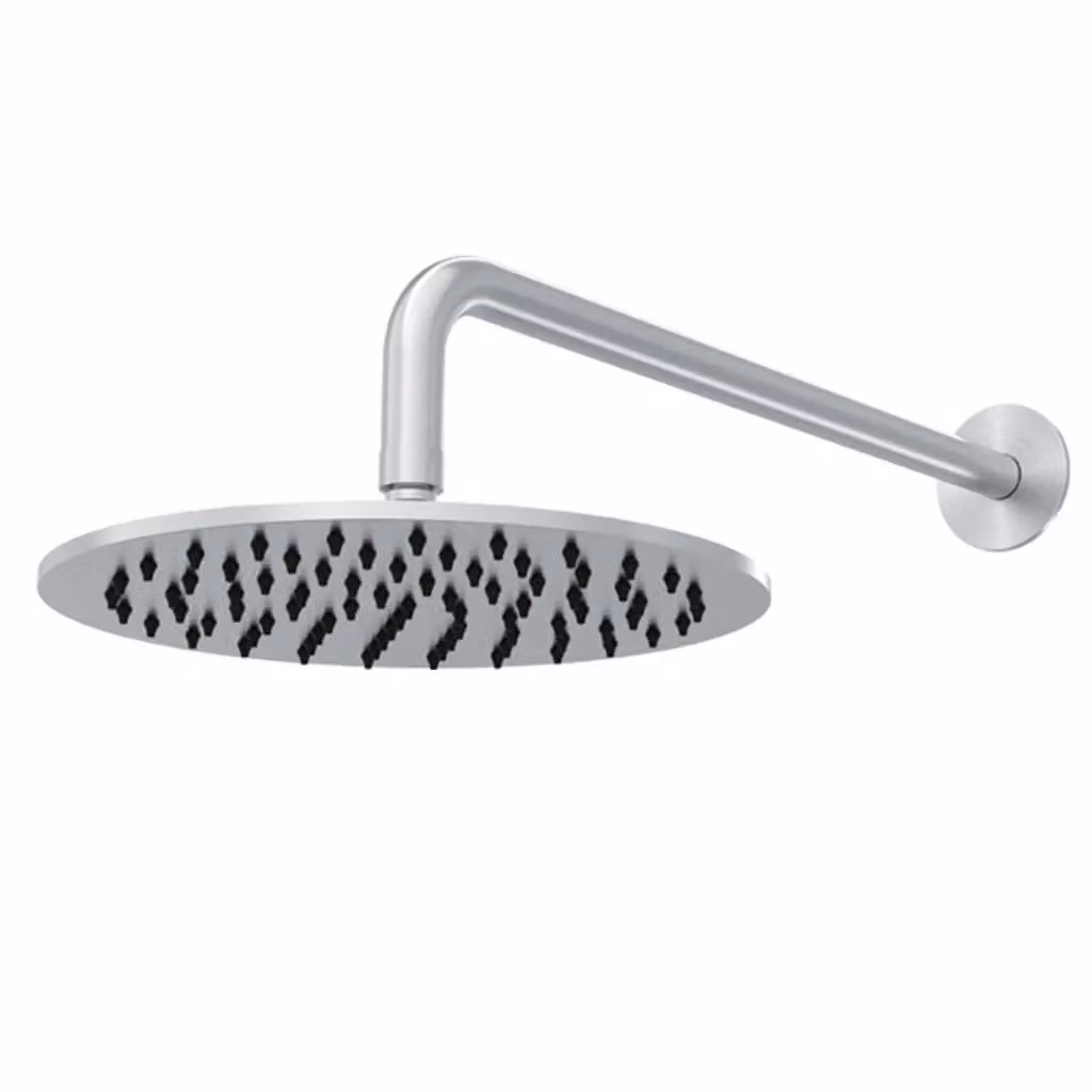 Kit SINED Braccio e Soffione Doccia da Parete in Acciaio Inox 316L Satinato Argento, Diametro: 30 cm – 2