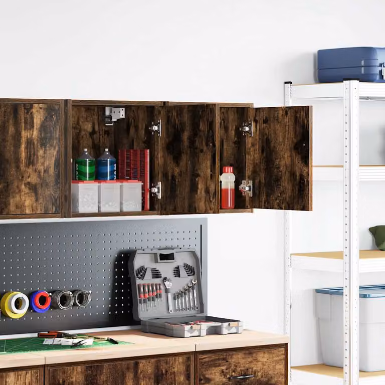 vidaXL Pensili per Garage 2 pz Rovere Fumo in Legno Multistrato
