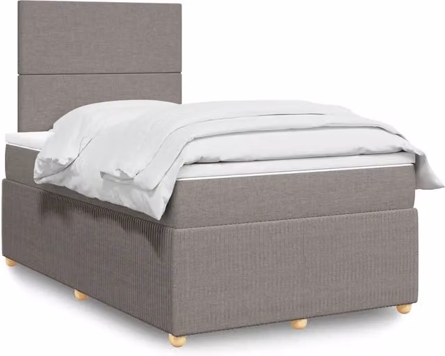Letto con Giroletto a Molle e Materasso Ibrido vidaXL in Tessuto Beige, Grigio e Bianco L/P/H: 120 x 190 x 150,5 cm