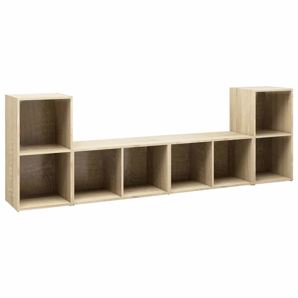 Credenza per TV in legno multistrato color rovere sonoma, set di 4 pezzi per soggiorno, L 72 cm, P 35 cm, H 36,5 cm – 2