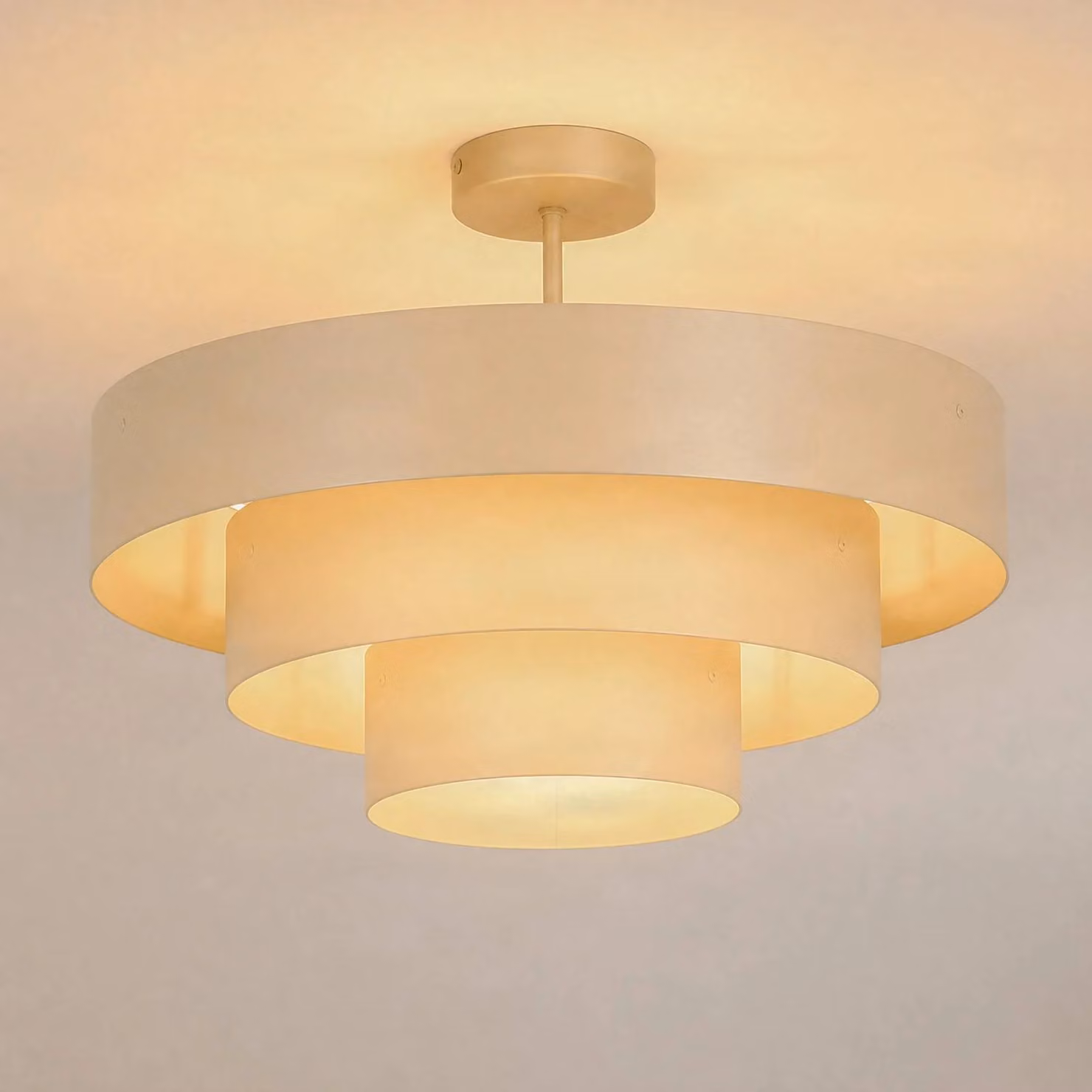 Plafoniera soffitto Trio Domiluce, dimmerabile, Crema / Ambra, Corridoio, Metallo, Moderno, Plafoniera