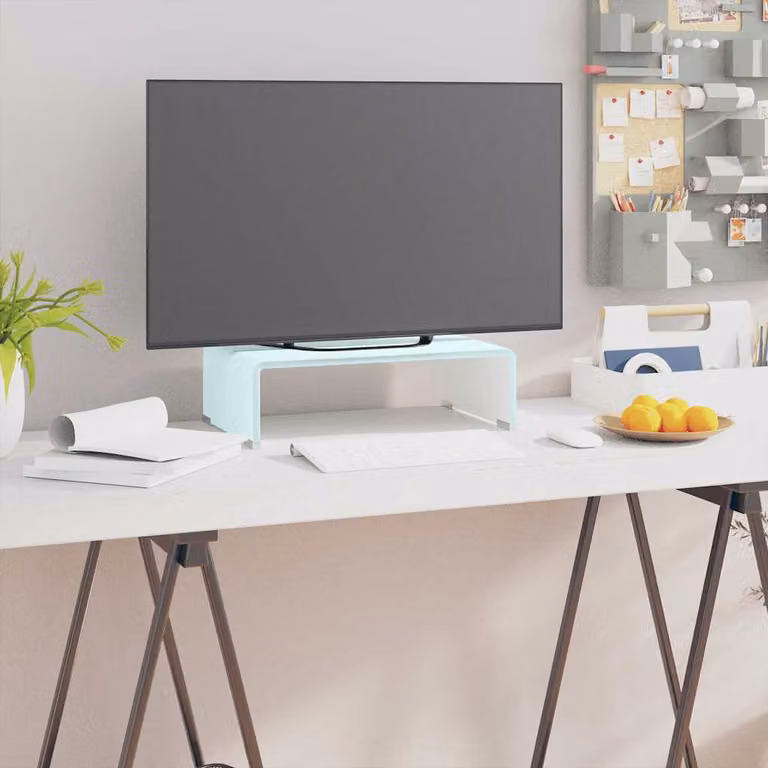 vidaXL Supporto TV e Rialzo Monitor in Vetro Verde Lucido L 40 cm x P 25 cm x H 11 cm